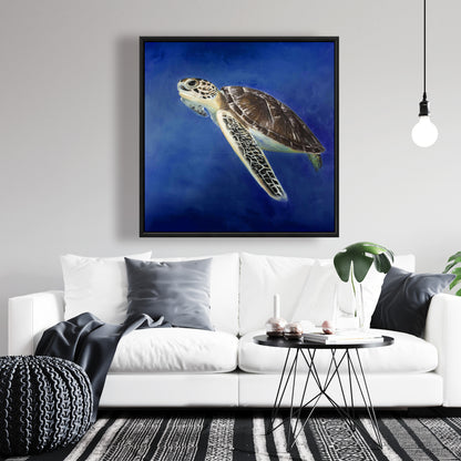 Magnifique toile marine représentant une tortue de mer | Décoration de salle de bain aquatique