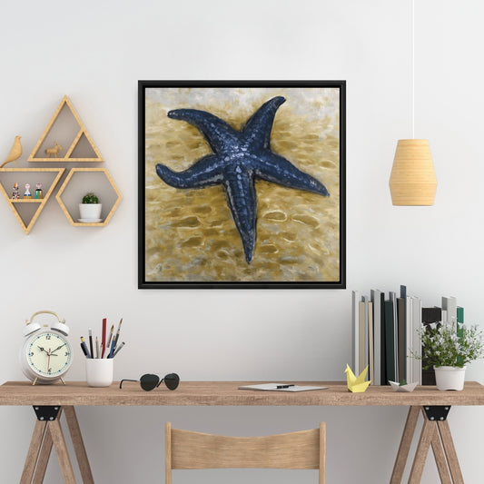 Blue Starfish Canvas | Marine Beige Coastal Framed Decor