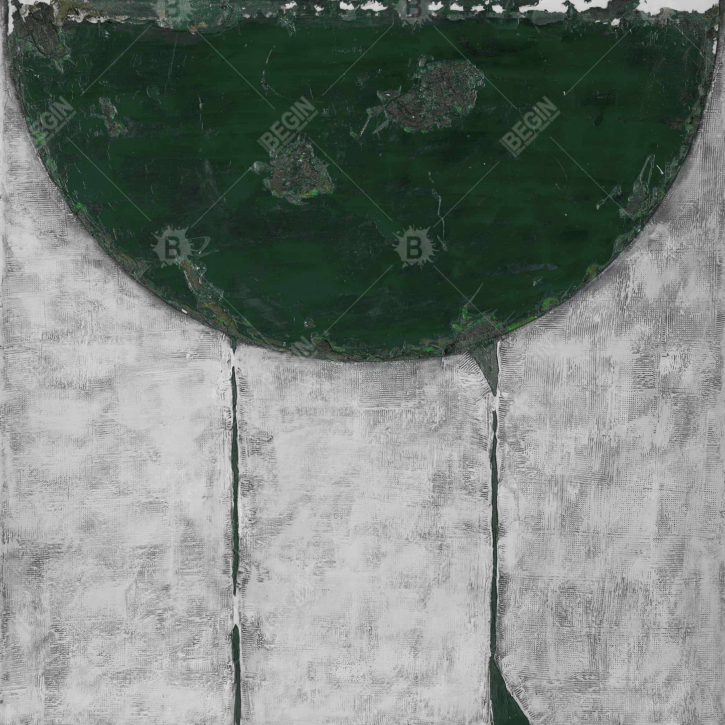 Toile encadrée verte en demi-cercle | Décoration murale moderne