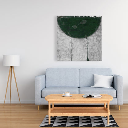 Abstract Green Half Circle Canvas - Modern Living Room Decor