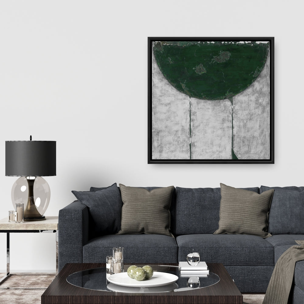 Toile encadrée verte en demi-cercle | Décoration murale moderne