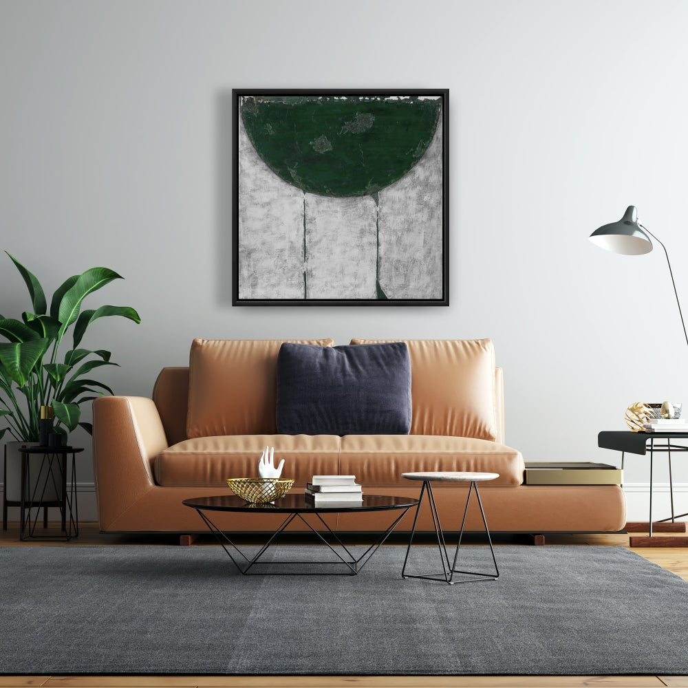 Toile encadrée verte en demi-cercle | Décoration murale moderne
