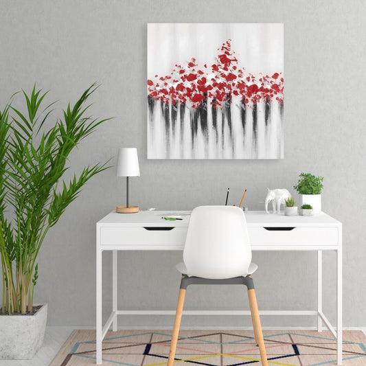 Falling Red Dot Canvas | Modern Living Room Wall Art Decor