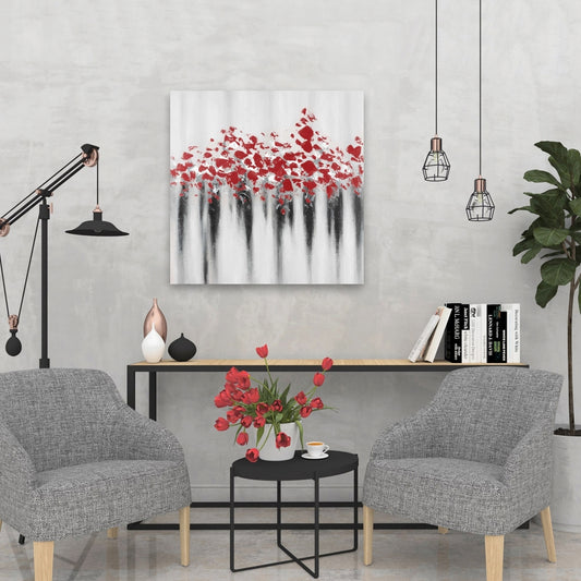 Little Peas Red Gray Canvas - Contemporary Living Room Decor
