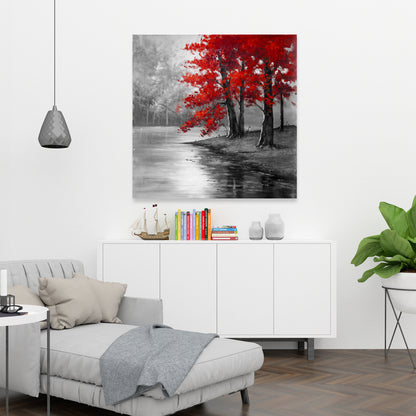 Peaceful View Gray Canvas - Bedroom Landscapes Home Decor