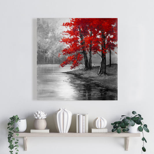 Peaceful View Gray Canvas - Bedroom Landscapes Home Decor