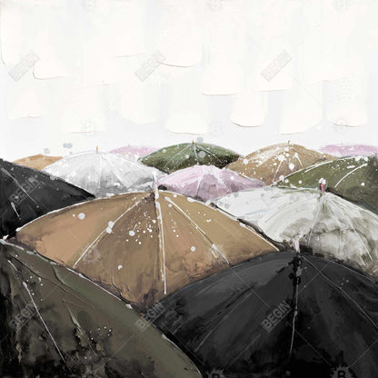 Toile rose « Averses printanières » – Décoration d'intérieur contemporaine encadrée