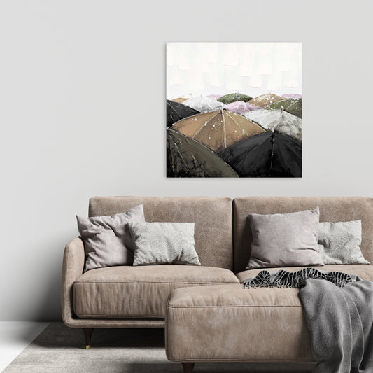 Pink Contemporary Canvas - Spring Showers Home Decor Art