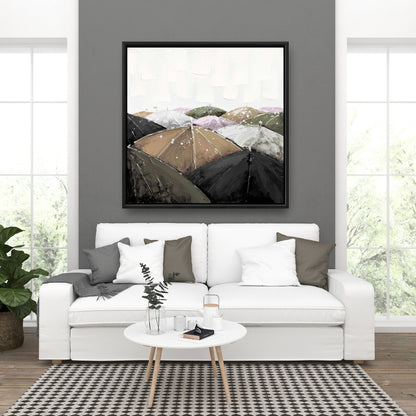 Toile rose « Averses printanières » – Décoration d'intérieur contemporaine encadrée