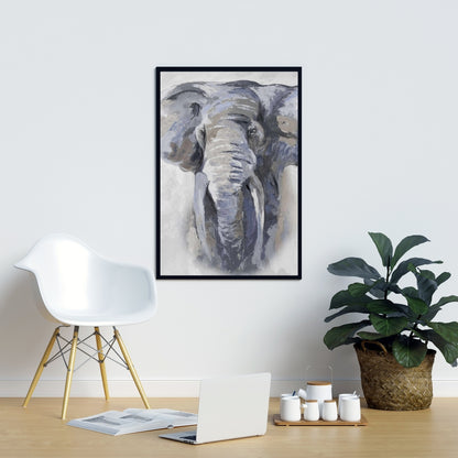Toile Éléphant bleu pastel | Décoration d'intérieur sur la faune africaine