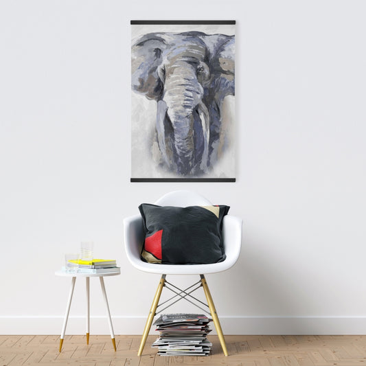 Pastel Blue Elephant Canvas - African Blue Magnetic Wall Art