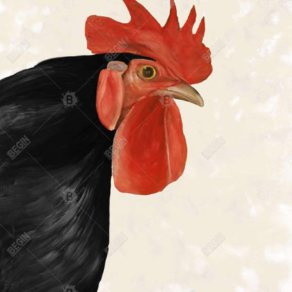 Black Hen Canvas | Farmhouse Animal Art for Home Decor