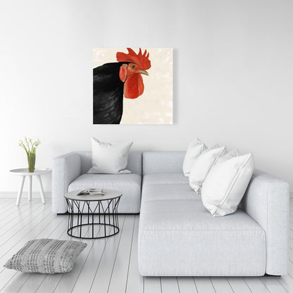 Black Hen Canvas | Farmhouse Animal Art for Home Decor