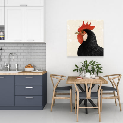 Magnifique toile de cuisine de ferme avec poule noire - Décoration d'intérieur