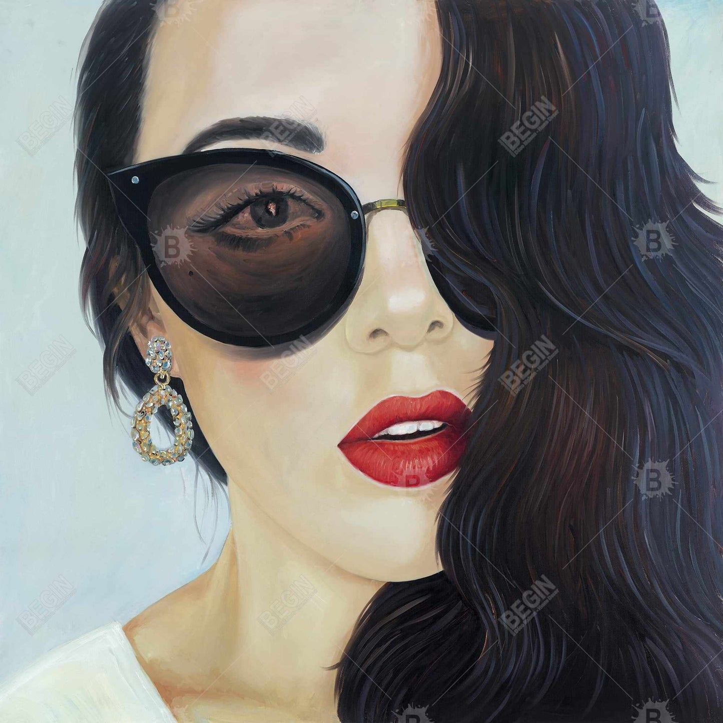 Lunettes de soleil tendance sur toile bleue pour chambre à coucher | Décoration d'intérieur