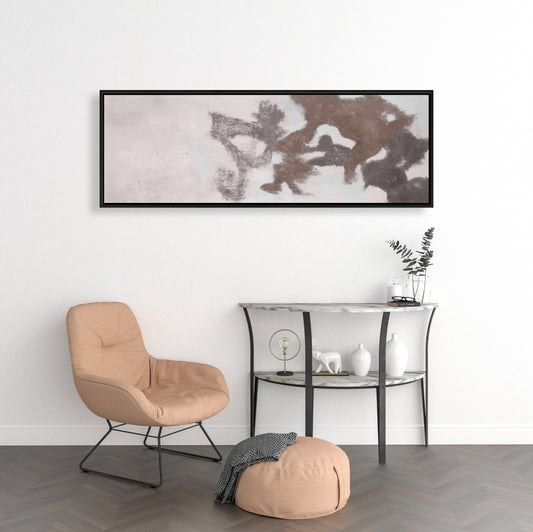 Toile encadrée marron à motifs abstraits - Décoration d'intérieur