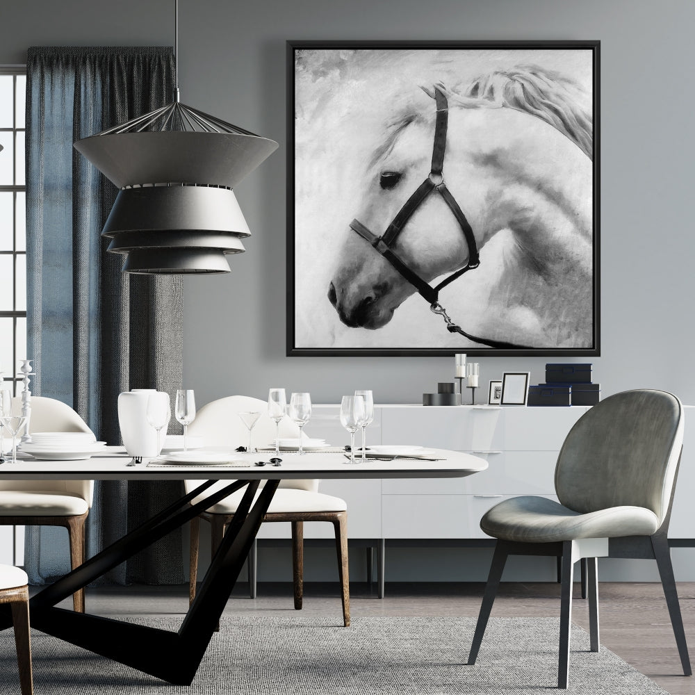 Monochrome Bedroom Horse Canvas - Darius the Horse Decor