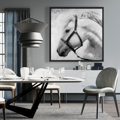 Monochrome Bedroom Horse Canvas - Darius the Horse Decor