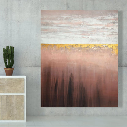 Golden Pink Canvas - Minimalist White Bedroom Home Decor