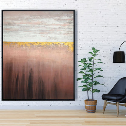 Toile encadrée « Formes de chambre à coucher » rose doré et blanc | Décoration d'intérieur