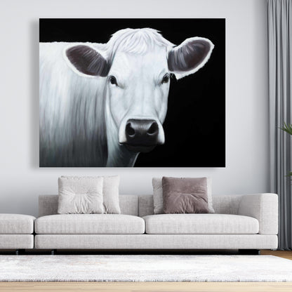 White Cow Kitchen Canvas | Home Decor | Animal Art Print