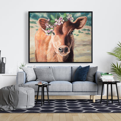 Rustic Cute Jersey Cow Canvas | Bedroom Animal Wall Decor