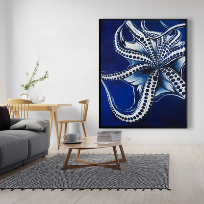 Dancing Octopus Framed Canvas | Aquatic Bedroom Home Decor
