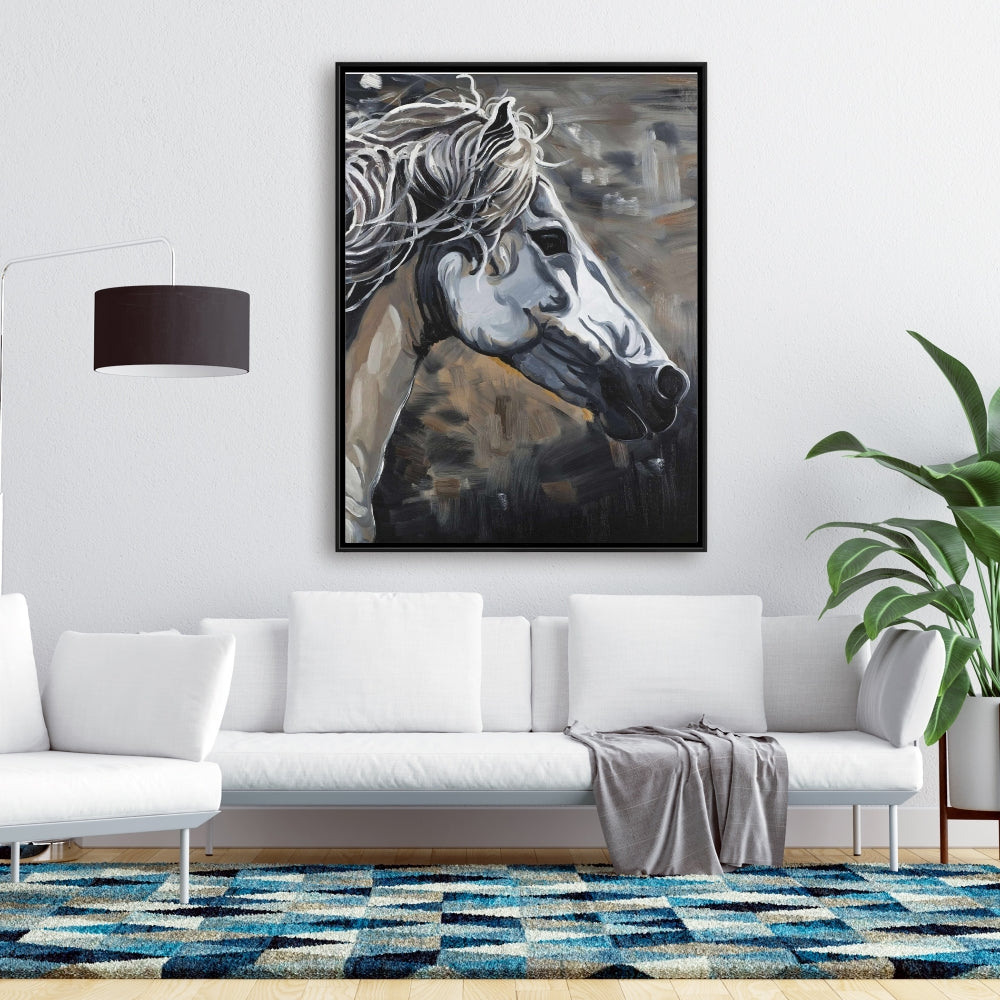 Toile Cheval sauvage | Art animalier de la ferme marron | Décoration d'intérieur