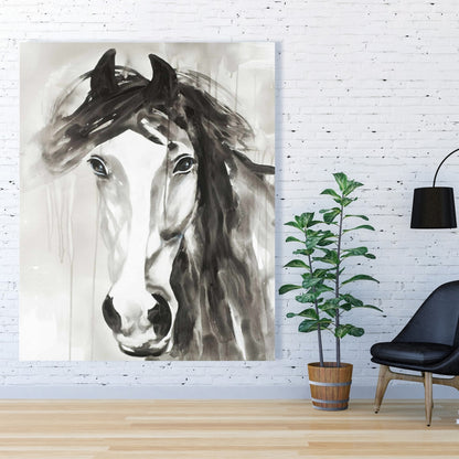 Magnifique toile de cheval sauvage | Décoration minimaliste