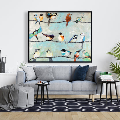 Small Colorful Birds Framed Canvas | Home Decor Wall Art
