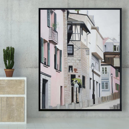 Brown Building Canvas - Street in Montmartre Paris Wall Art