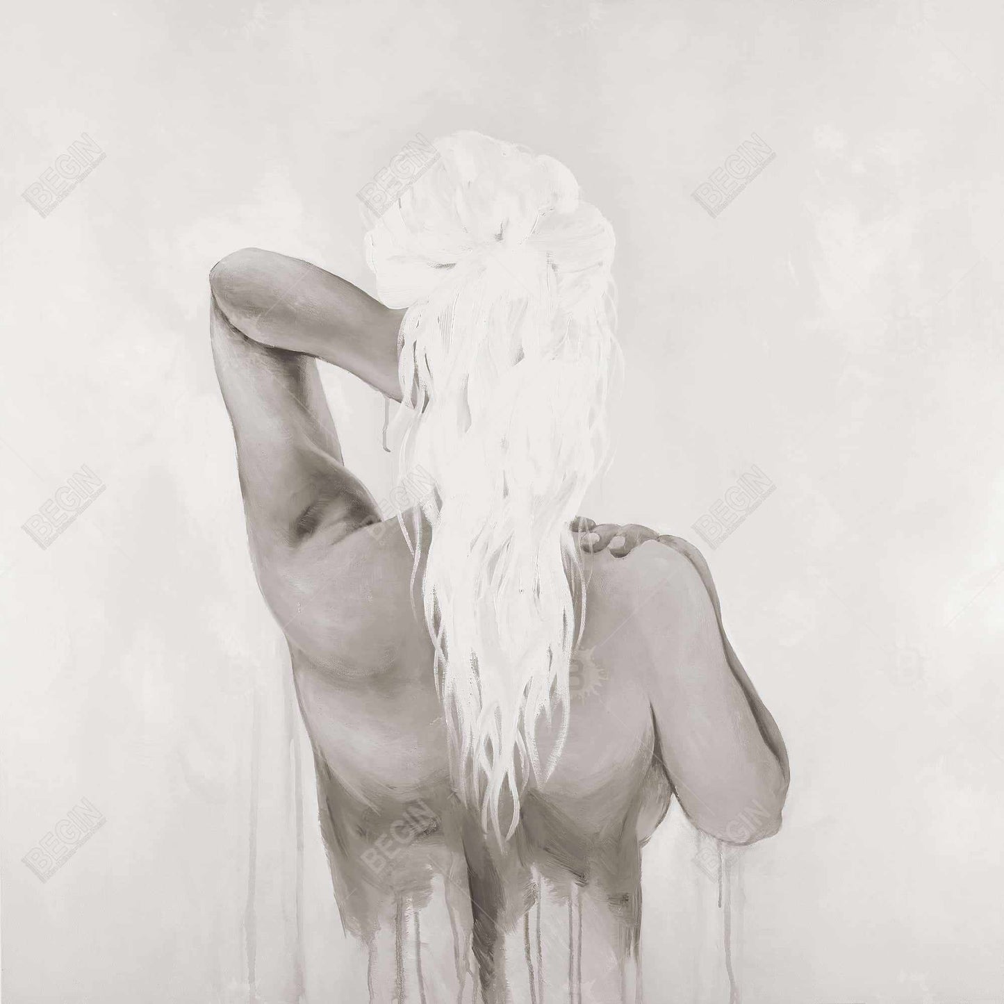 Modern Beige Living Room Canvas - Beautiful Dreamy Woman Decor