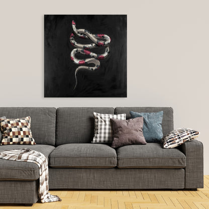 Modern Black Canvas Snake Flowers | Bedroom Home Decor Art