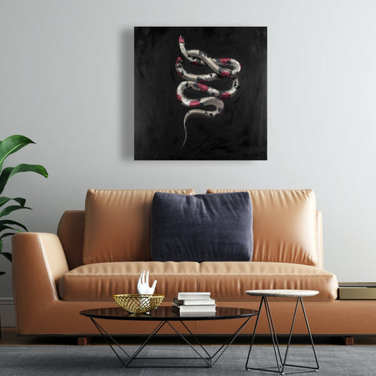 Modern Black Canvas Snake Flowers | Bedroom Home Decor Art