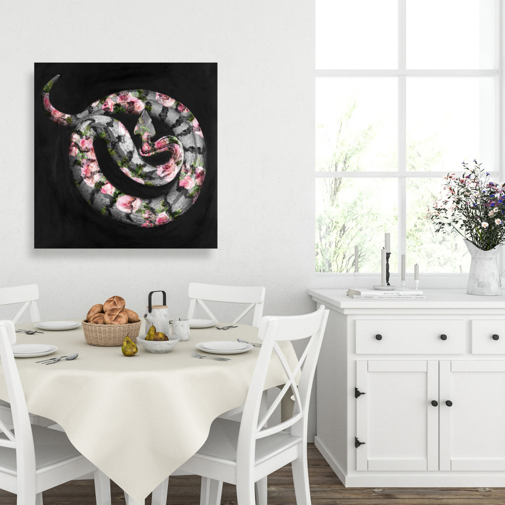 Poisonous Flowers Black Animals Canvas | Modern Home Decor