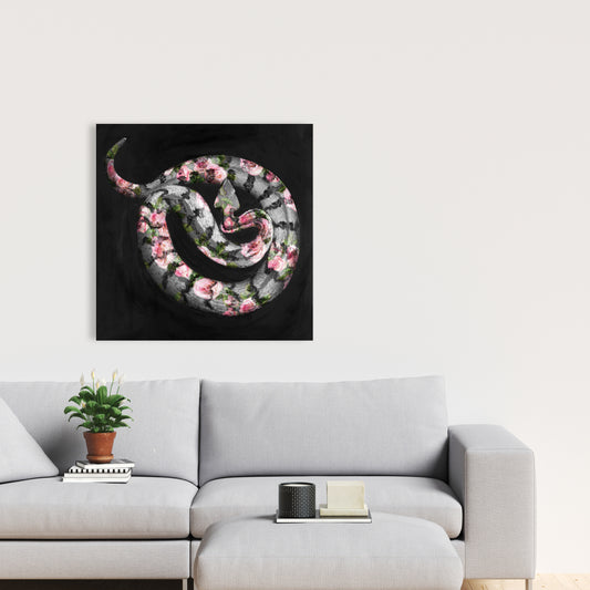 Toile Fleurs vénéneuses et animaux noirs | Décoration d'intérieur moderne