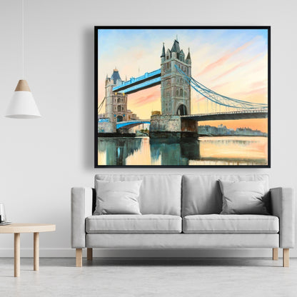 Sunset on London Bridge Canvas | Contemporary Bedroom Decor
