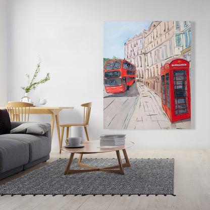 Industrial Bedroom Canvas - London Bus & Telephone Booth Decor