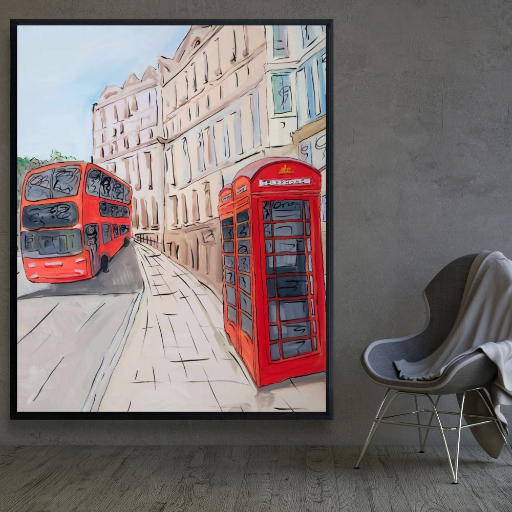 Brown Bedroom Canvas | London Bus & Telephone Booth Decor