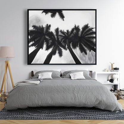 Toile monochrome Palmiers | Décoration murale de chambre côtière