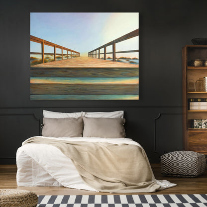 Footbridge Coastal Canvas | Marine Bathroom Decor Wall Art