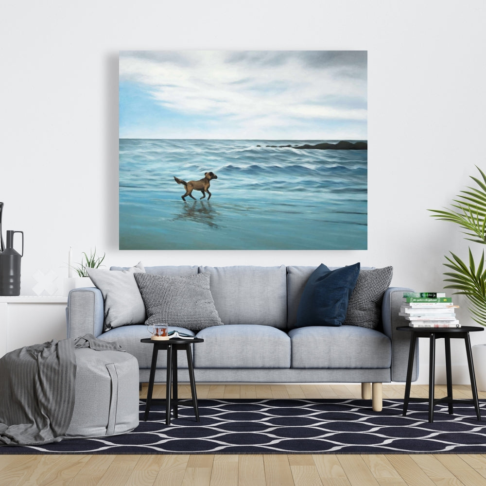 Dog on the Beach Marine Canvas | Home Decor Beach Animals