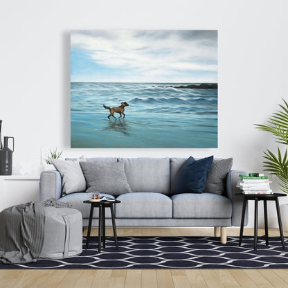 Dog on the Beach Marine Canvas | Home Decor Beach Animals