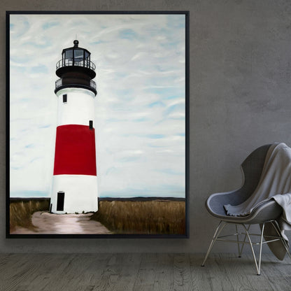 Toile bleu marine représentant le phare de Sankaty Head – Décoration d'intérieur