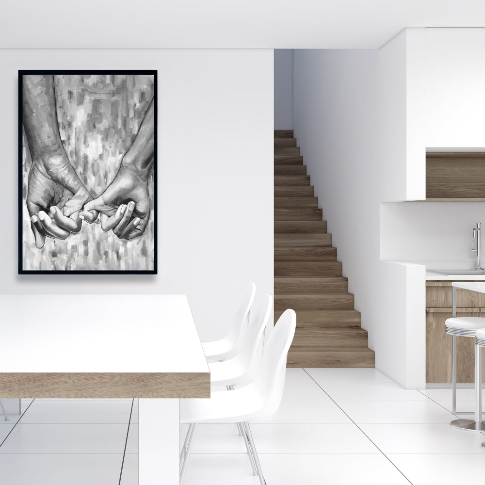 Toile encadrée grise figurative monochrome connectée - Décoration d'intérieur