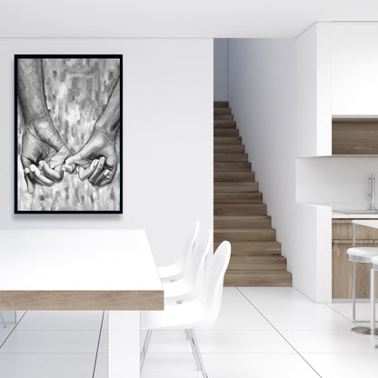 Toile encadrée grise figurative monochrome connectée - Décoration d'intérieur