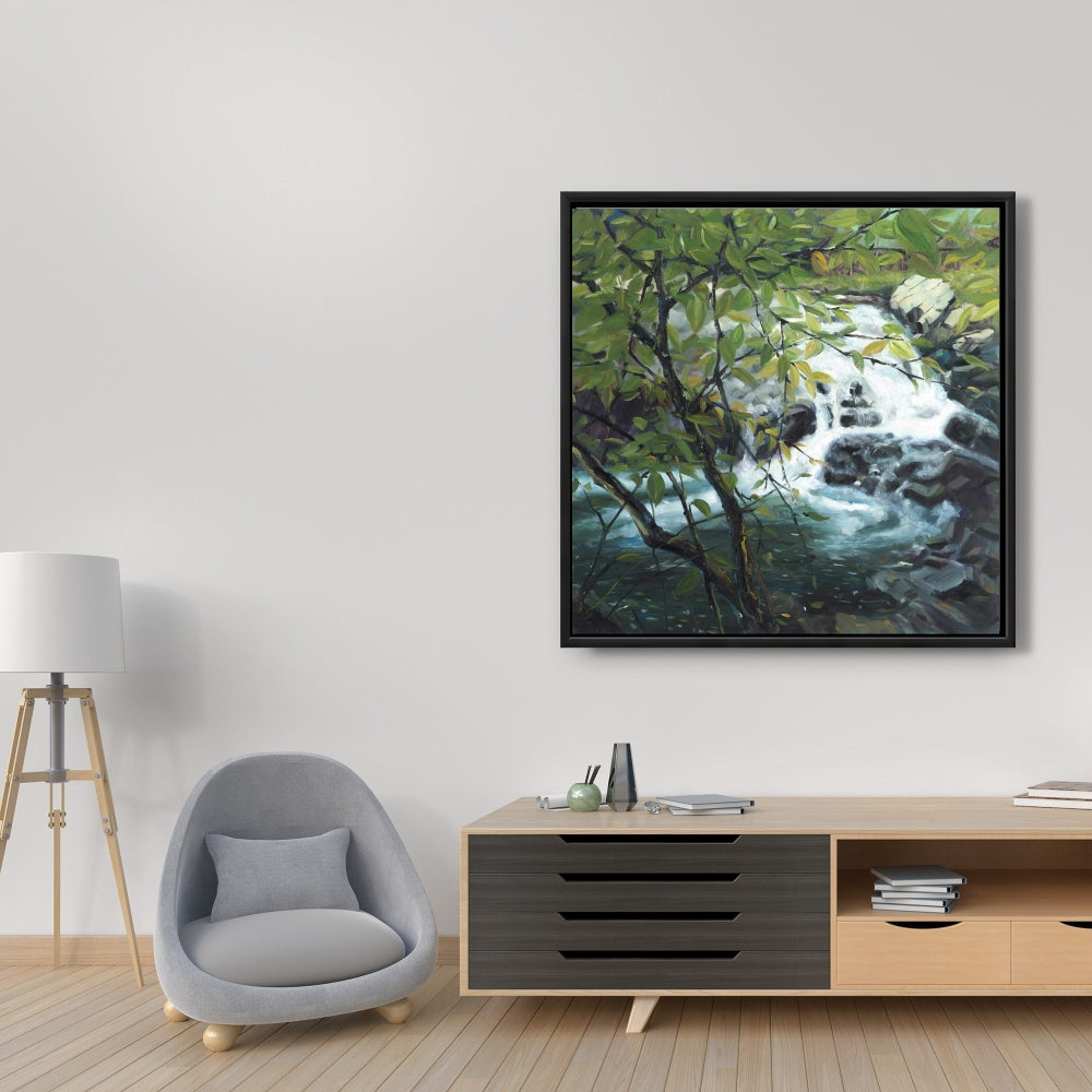 Peaceful Fall Bedroom Canvas - Gray Framed Wall Art Decor