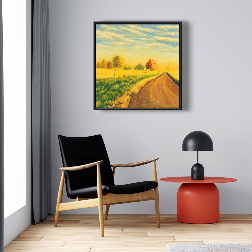 In the Countryside Rustic Trees Framed Canvas for Living Room