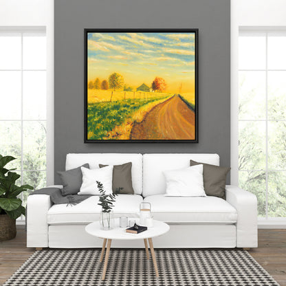In the Countryside Rustic Trees Framed Canvas for Living Room