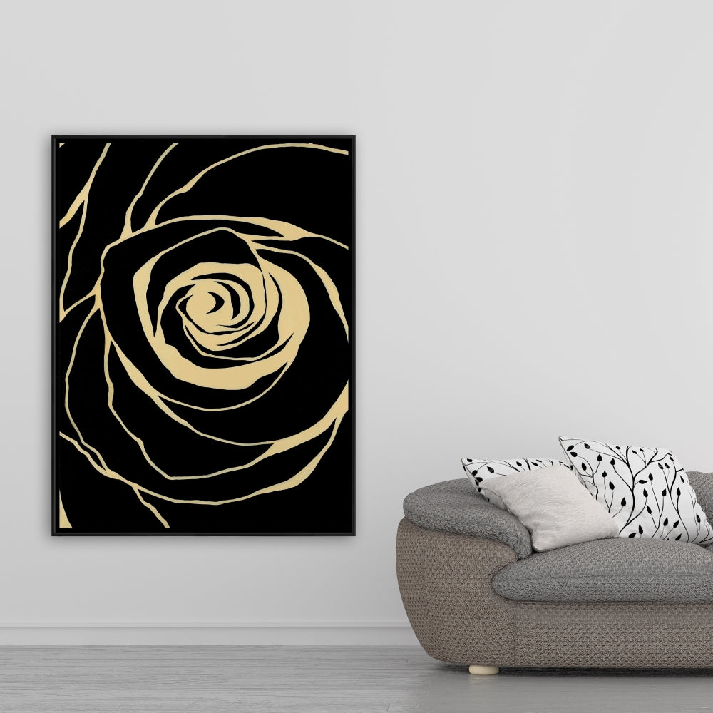 Black Rose Framed Canvas | Romantic Bedroom Flowers Decor